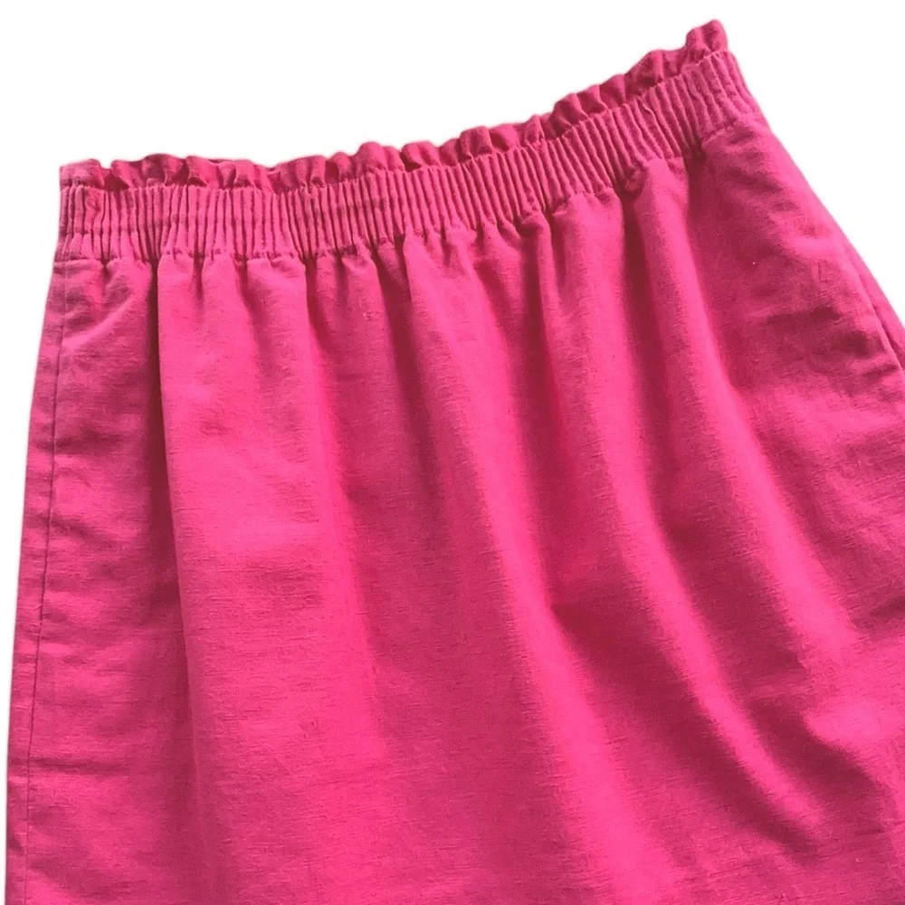 J CREW | NWOT LINEN & COTTON PINK PULL-ON SKIRT POCKETS LINED SCALLOPED HEM | 4